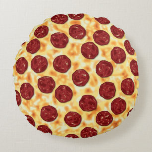 Coussins Ronds Pepperoni Pizza Motif