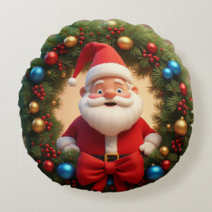 Coussins Ronds Père Noël de dessin animé festif de Noël