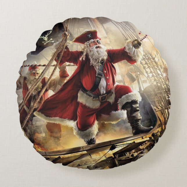 Coussins Ronds Père Noël Est Un Pirate (Devant)