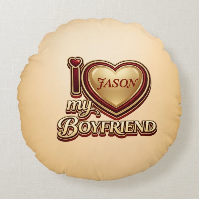 Coussins Ronds Personalized I Love My Boyfriend Custom Name (Devant)