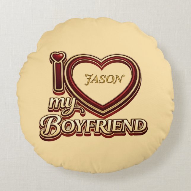 Coussins Ronds Personalized I Love My Boyfriend Custom Name (Devant)
