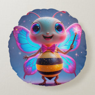 Coussins Ronds Personnage de abeille magique lumineuse avec des a