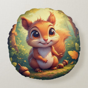 Coussins Ronds Personnage de Écureuil de Dessin Animé Adorable da