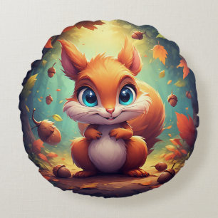 Coussins Ronds Personnage de l'écureuil de dessin animé adorable 