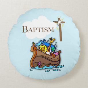 Coussins Ronds Personnalisable, baptême de bébé garçon Arche de N