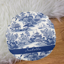 Personnalisé Chinoiserie Motif Pagode Bleu Blanc