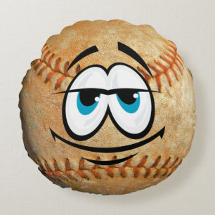 Coussins Ronds Personnalisé Funny Face de baseball Sport
