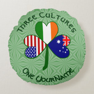 Coussins Ronds Personnalisé Shamrock irlandais américain