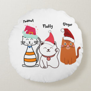 Coussins Ronds Personnaliser Cute Kitty Chat Noël de famille