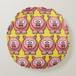 Coussins Ronds Personnaliser Cute Pig
