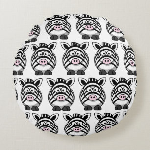 Coussins Ronds Personnaliser Cute Zebra