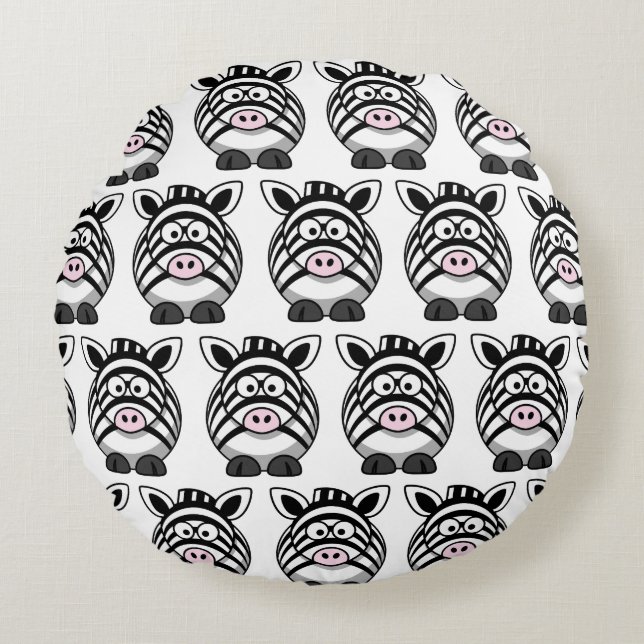 Coussins Ronds Personnaliser Cute Zebra (Devant)