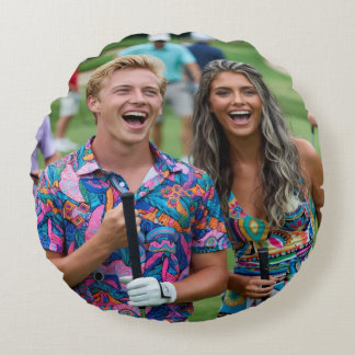 Coussins Ronds Personnaliser et personnaliser la photo de golf