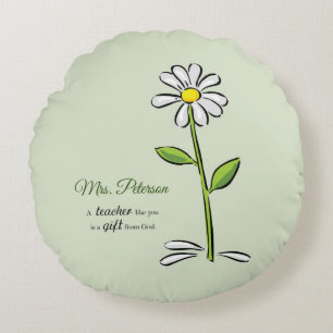 Coussins Ronds Personnaliser, remerciement professeur, fleur reli