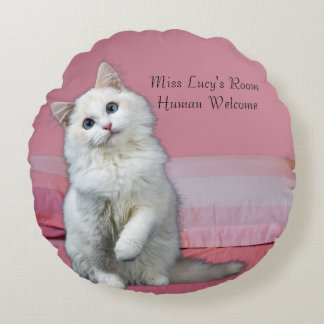 Coussins Ronds Personnaliser Tour Chat Jeu Oreiller rose