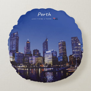 Coussins Ronds Perth, Australie - Ciel de la ville la nuit