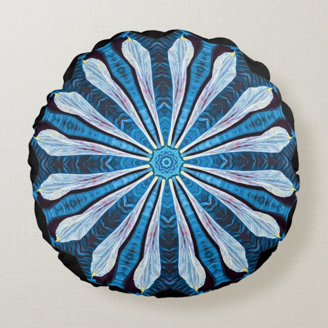 Coussins Ronds Pétales bleues (Devant)