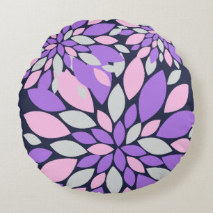 Coussins Ronds Pétales Magiques Fleurs violettes