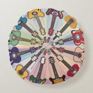 Coussins Ronds Petit cercle rond mignon de guitares