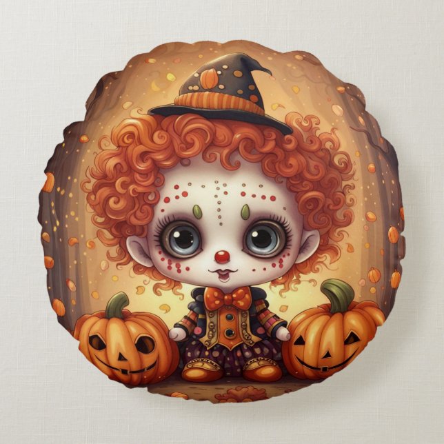 Coussins Ronds Petit clown d'Halloween 1 (Devant)