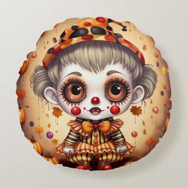 Coussins Ronds Petit clown d'Halloween 2 (Devant)