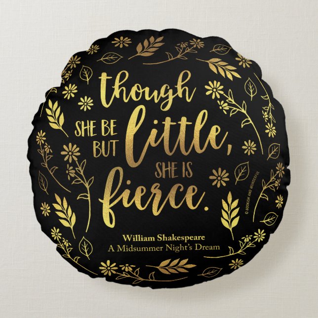 Coussins Ronds Petit mais féroce William Shakespeare d'or floral (Devant)