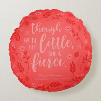 Coussins Ronds Petit mais féroce William Shakespeare floral rouge