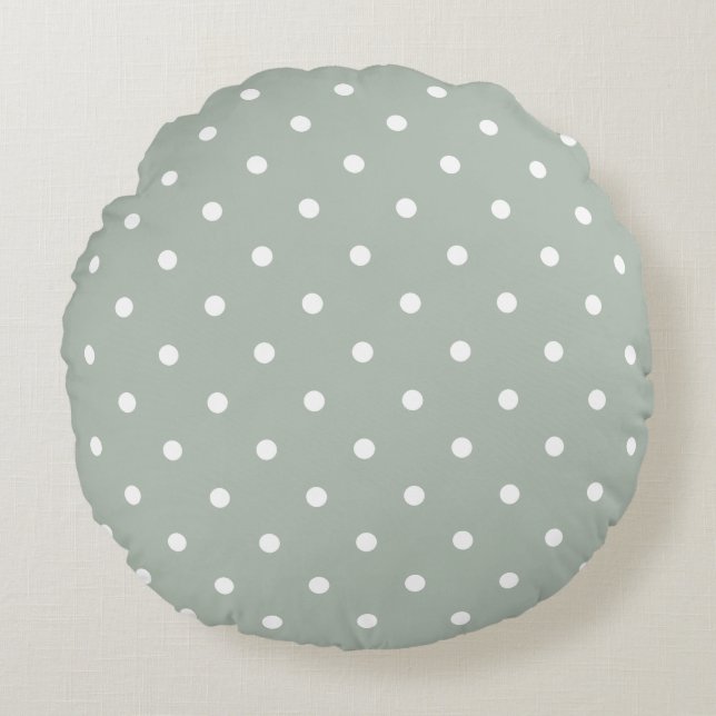 Coussins Ronds Petit Motif Pois : Vert sage (Devant)