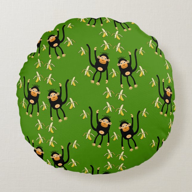 Coussins Ronds Petit Singe-Enfant mignon (Devant)
