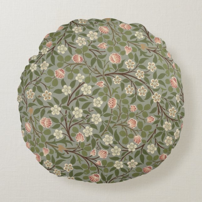 Coussins Ronds Petite conception de papier peint de fleur rose et (Devant)