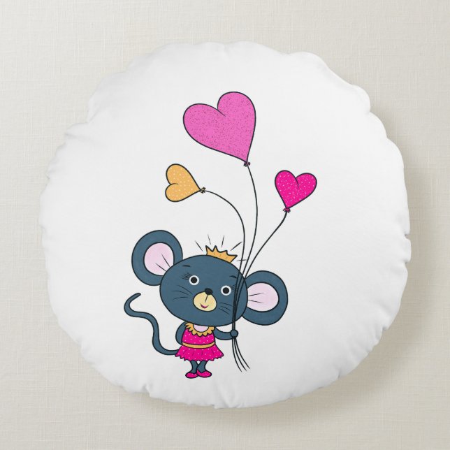 Coussins Ronds Petite souris grise (Devant)