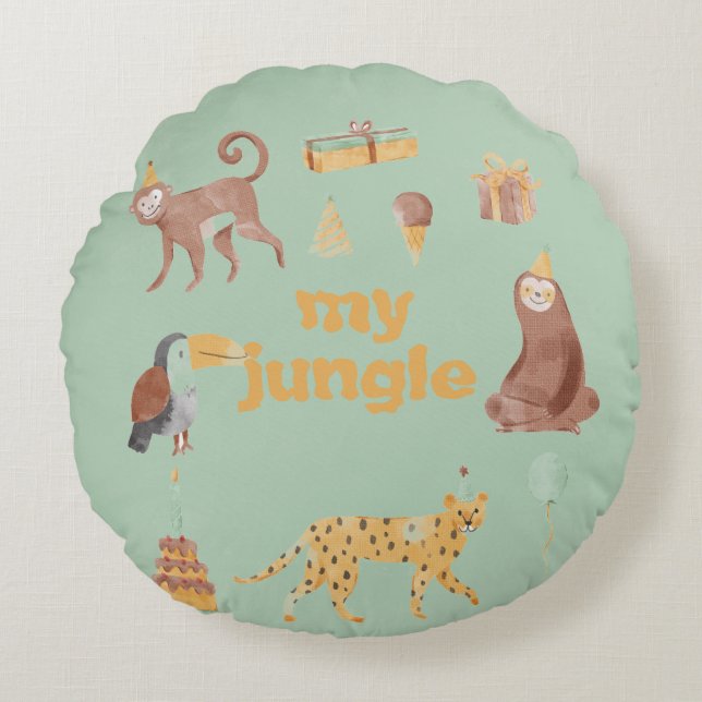 Coussins Ronds Petits animaux de la jungle (Devant)
