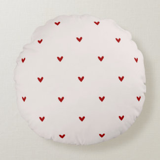 Coussins Ronds Petits cœurs rouges