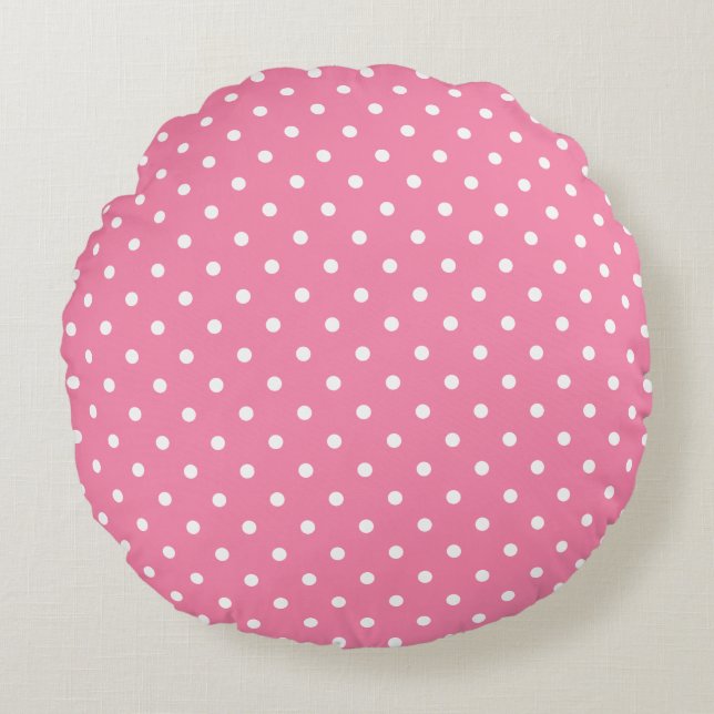 Coussins Ronds Petits Pois blancs aux couleurs chaudes (Devant)