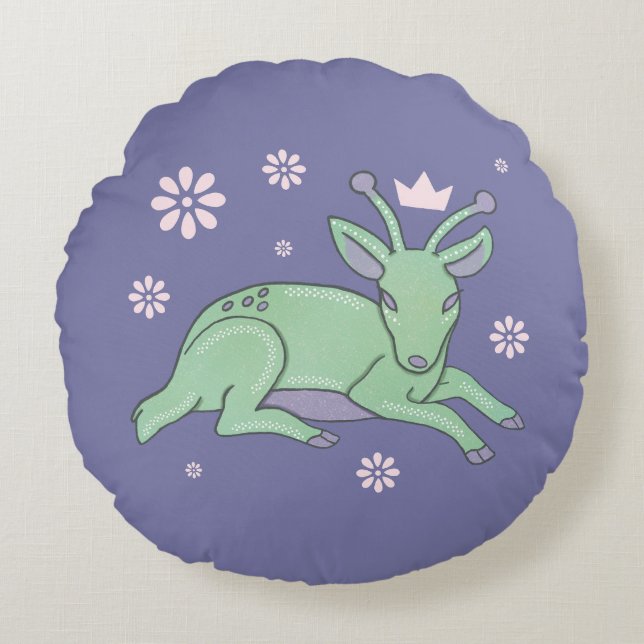 Coussins Ronds Peuple de cerfs extraterrestres Art folklorique |  (Devant)