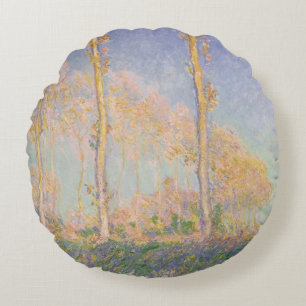 Coussins Ronds Peupliers, paysage impressionniste, Claude Monet