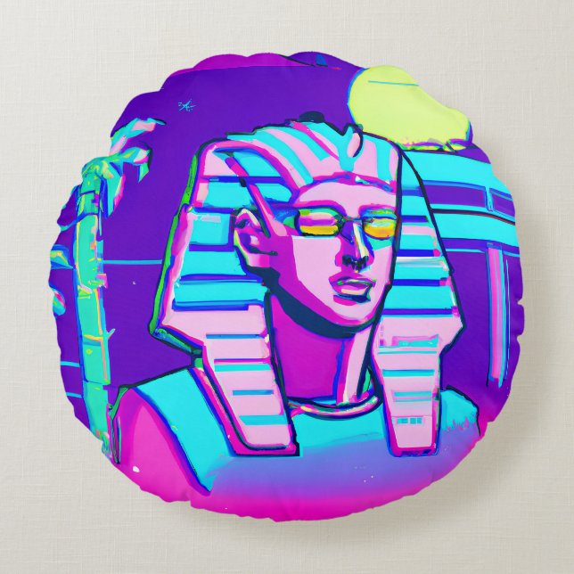 Coussins Ronds Pharaon Synthwave (Devant)