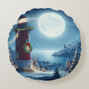 Coussins Ronds Phare de Noël nautique