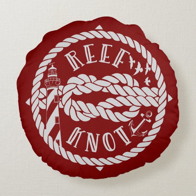 Coussins Ronds Phare du noeud de récif (Dos)