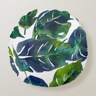 Coussins Ronds Philodendron vert et bleu du feuillage Botanique