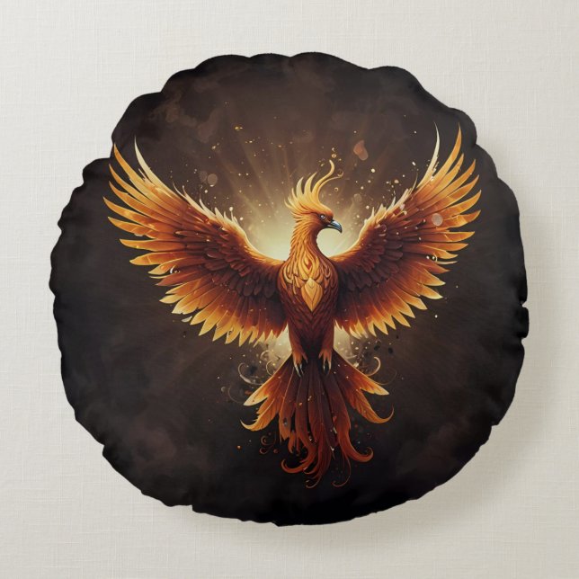 Coussins Ronds Phoenix flammé (Devant)