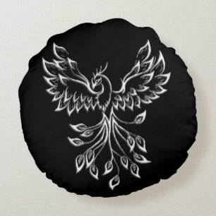 Coussins Ronds Phoenix se lève sur le noir