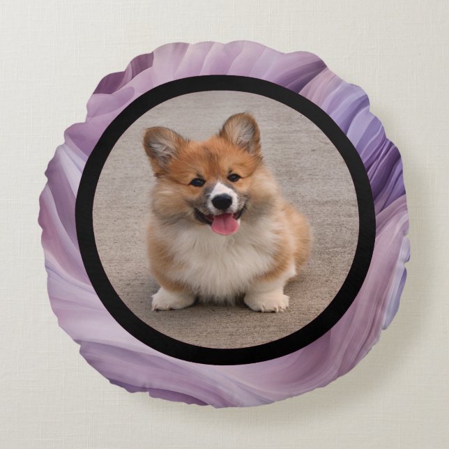 Coussins Ronds Photo d'animal - couleur violette (Devant)