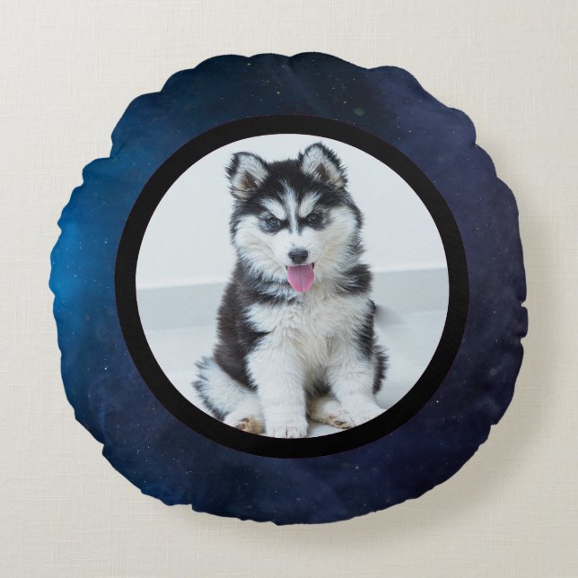 Coussins Ronds Photo d'animal de compagnie – bleu foncé (Devant)