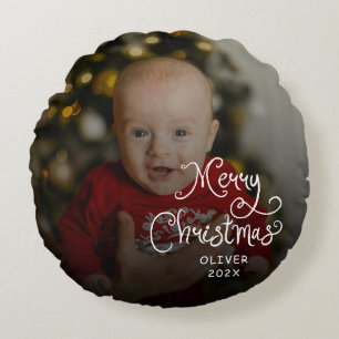 Coussins Ronds Photo de bébé pour un joyeux Noël