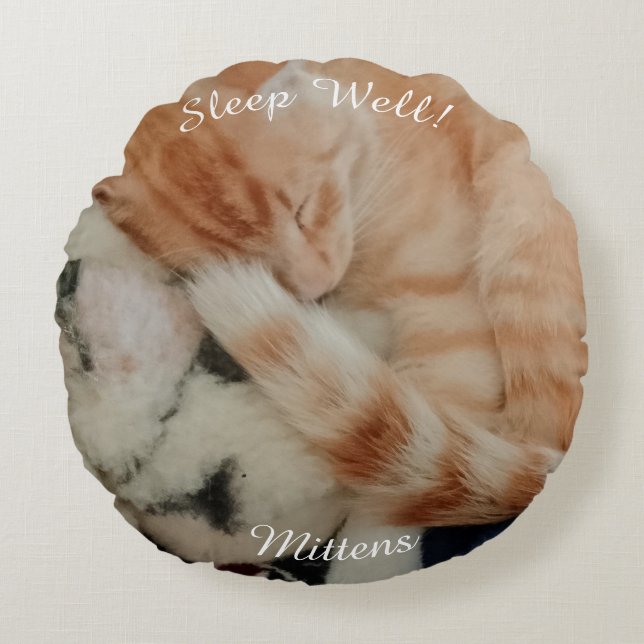 Coussins Ronds Photo de chat endormi, recto et verso, (Devant)
