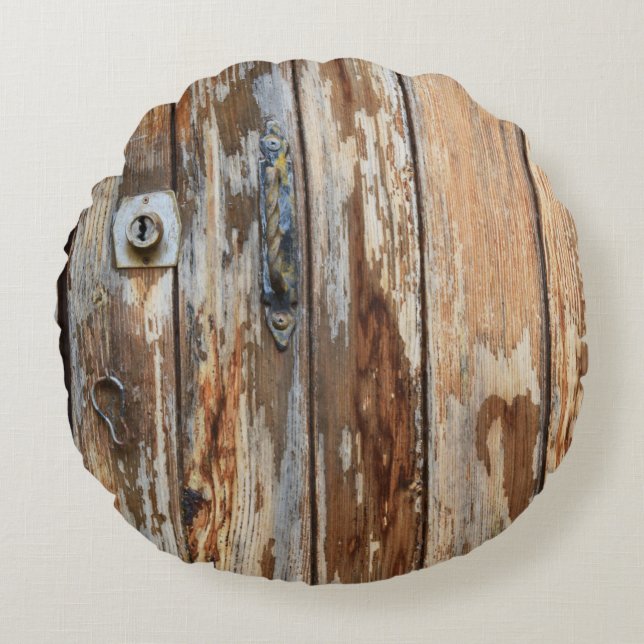 Coussins Ronds Photo de clôture en bois brun (Devant)