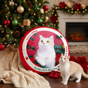 Coussins Ronds Photo de compagnie personnalisé Noël mignon