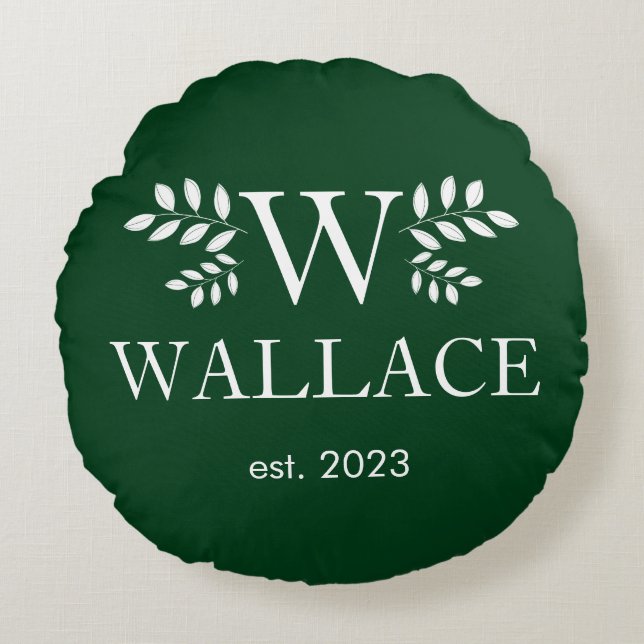 Coussins Ronds photo de couple de Noël monogramme jeune marié de  (Devant)