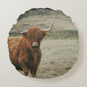 Coussins Ronds PHOTO DE LA VACHE DE CHÂTEAU vintage HIGHLAND